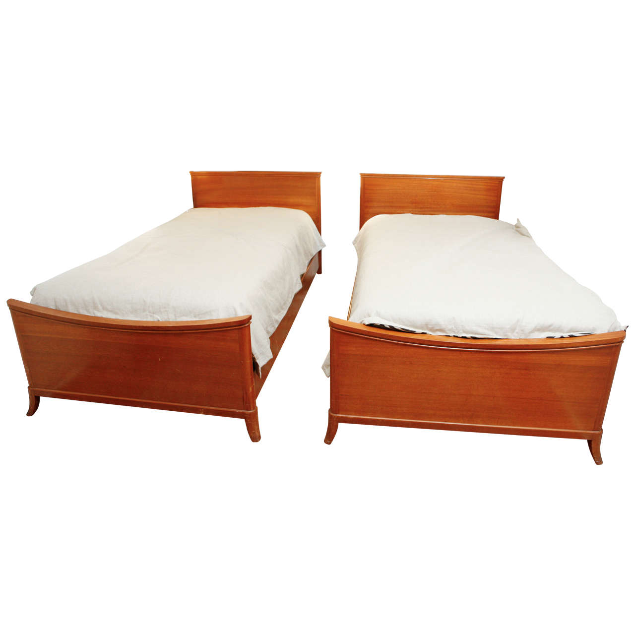 Brown Saltman Pair of Twin Beds For Sale at 1stdibs