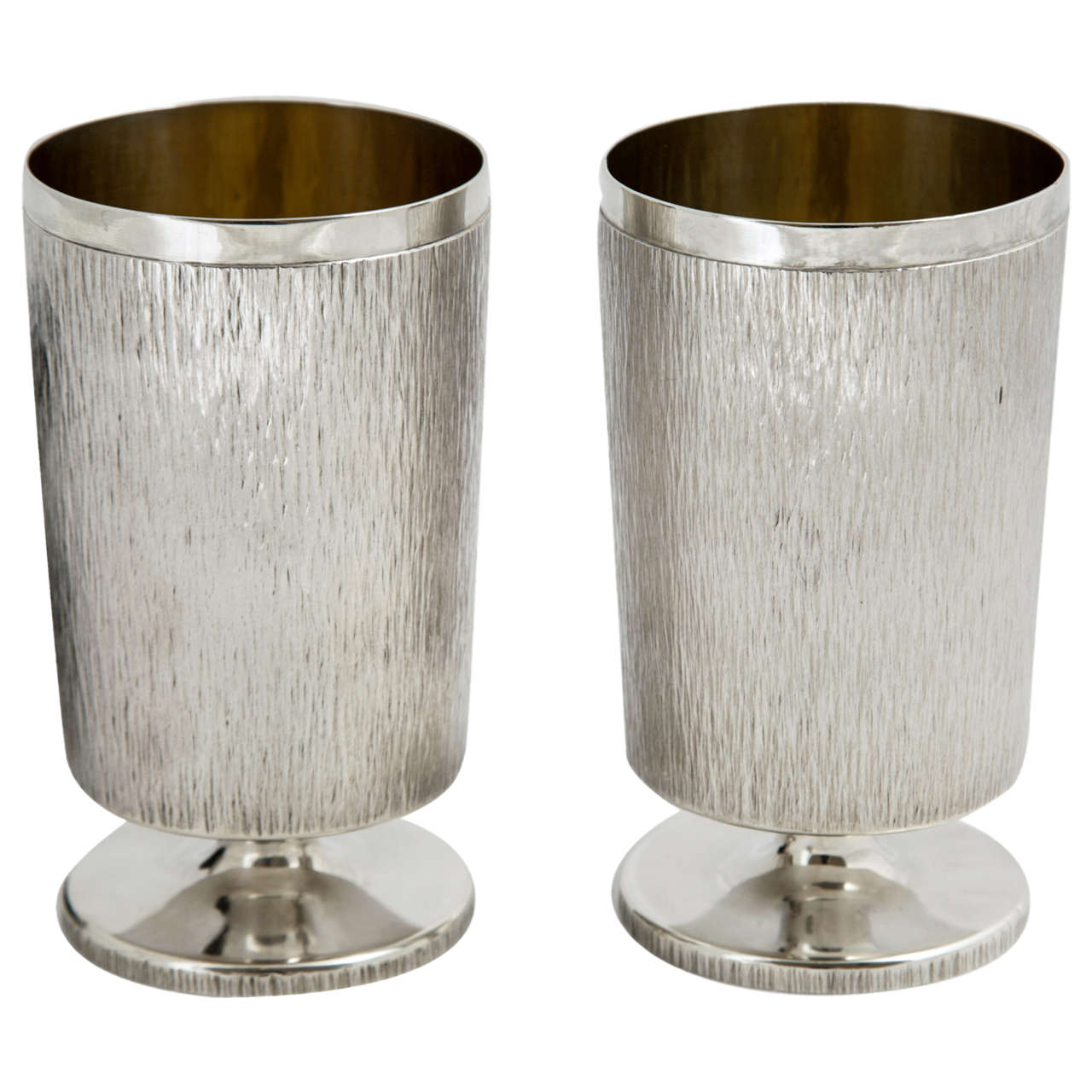 Pair of Gerald Benney Sterling Silver Goblets For Sale