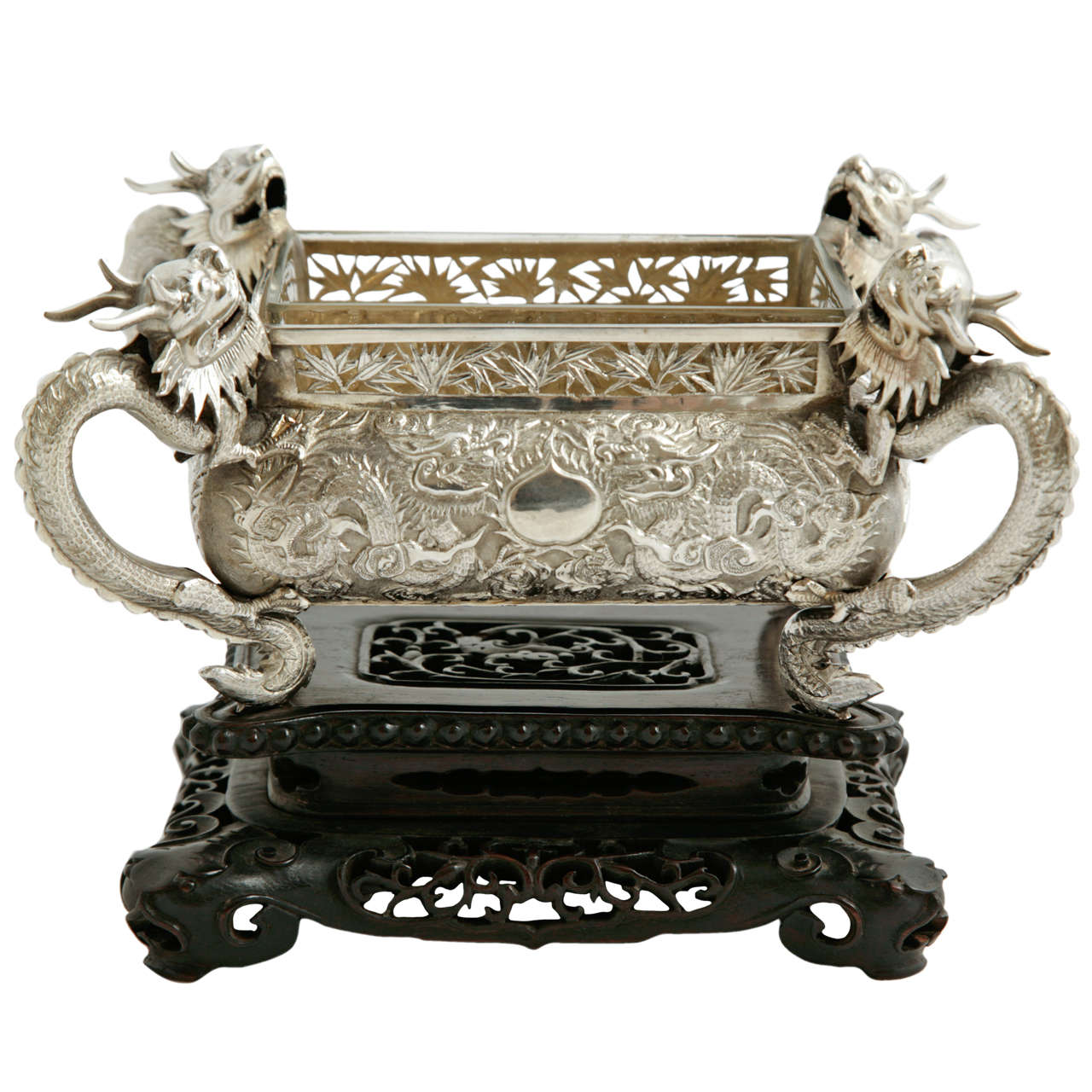 Chinese Export Silver Jardiniere For Sale