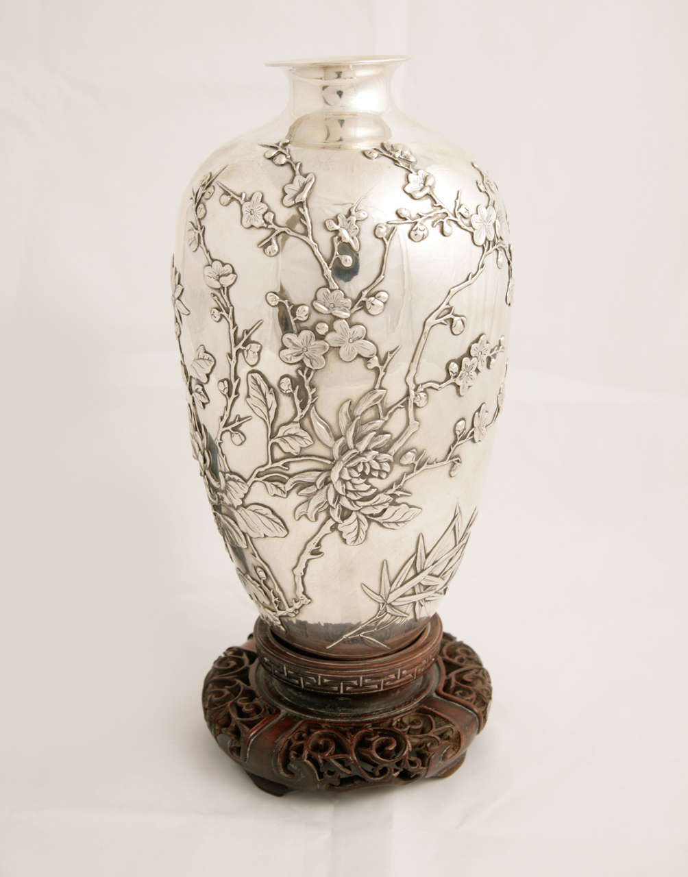Large Chinese Export Silver Vase