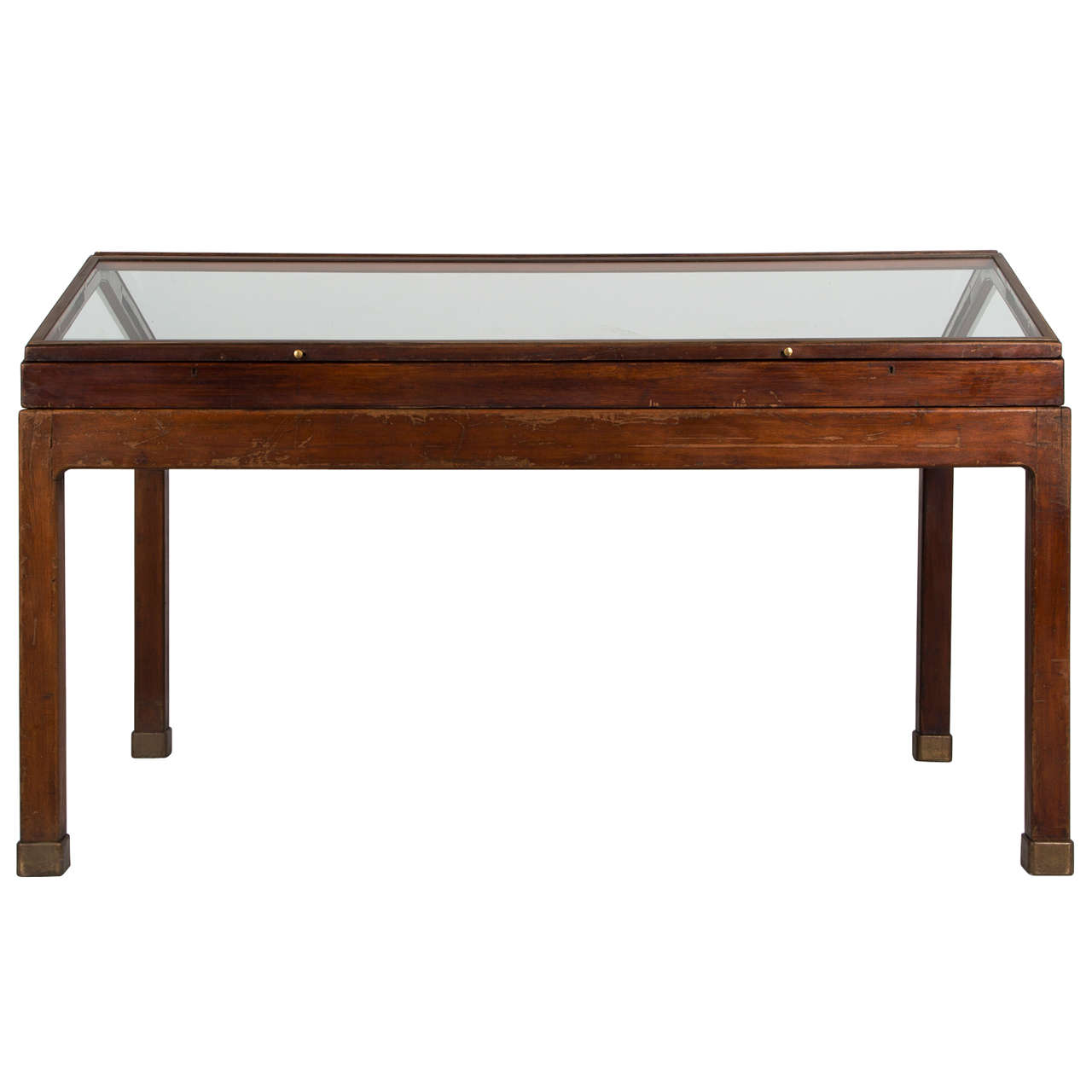 Large Table Vitrine Showcase in Oak and Glass