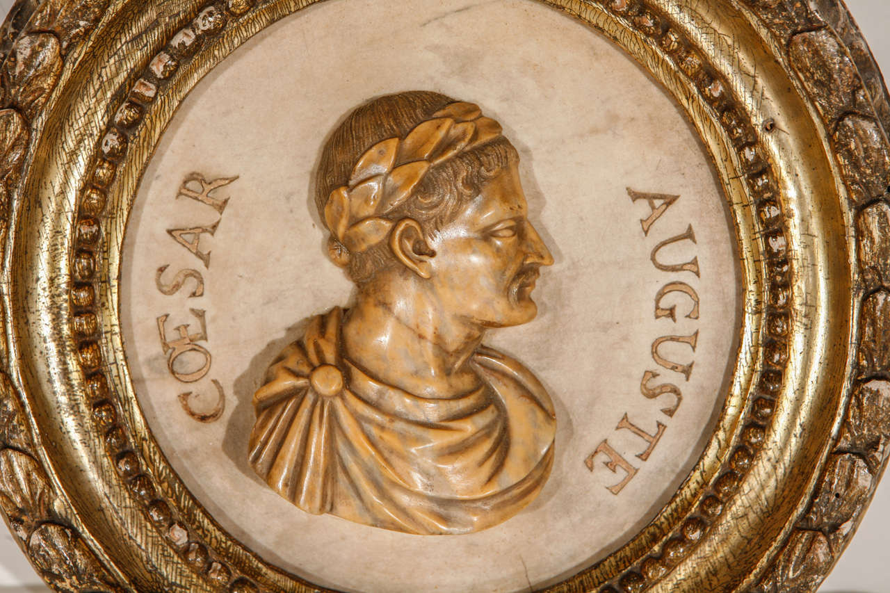Italian Marble Caesar Medallion, circa 1900 For Sale