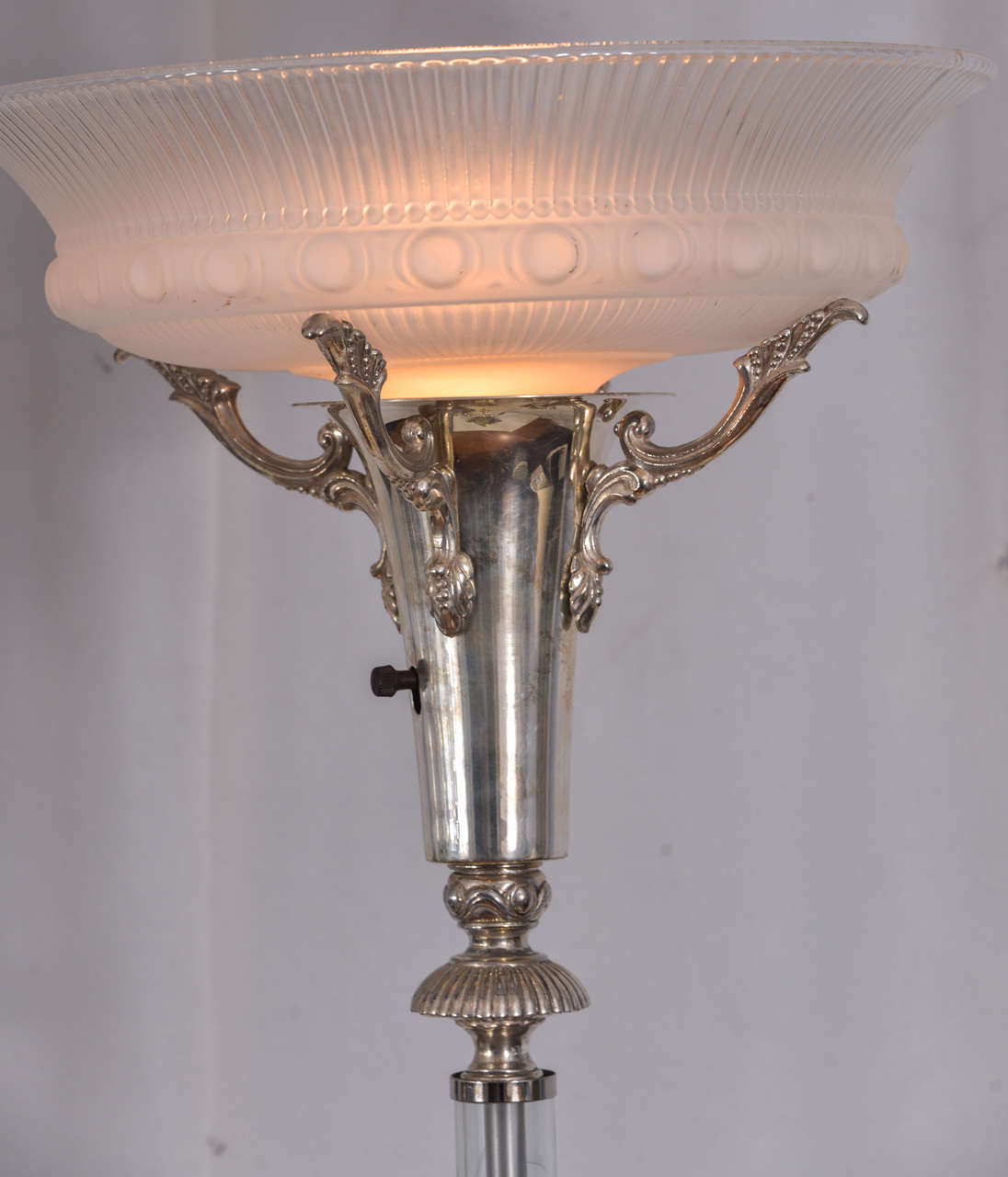 French Silver Plated Torchiere Floor Lamp