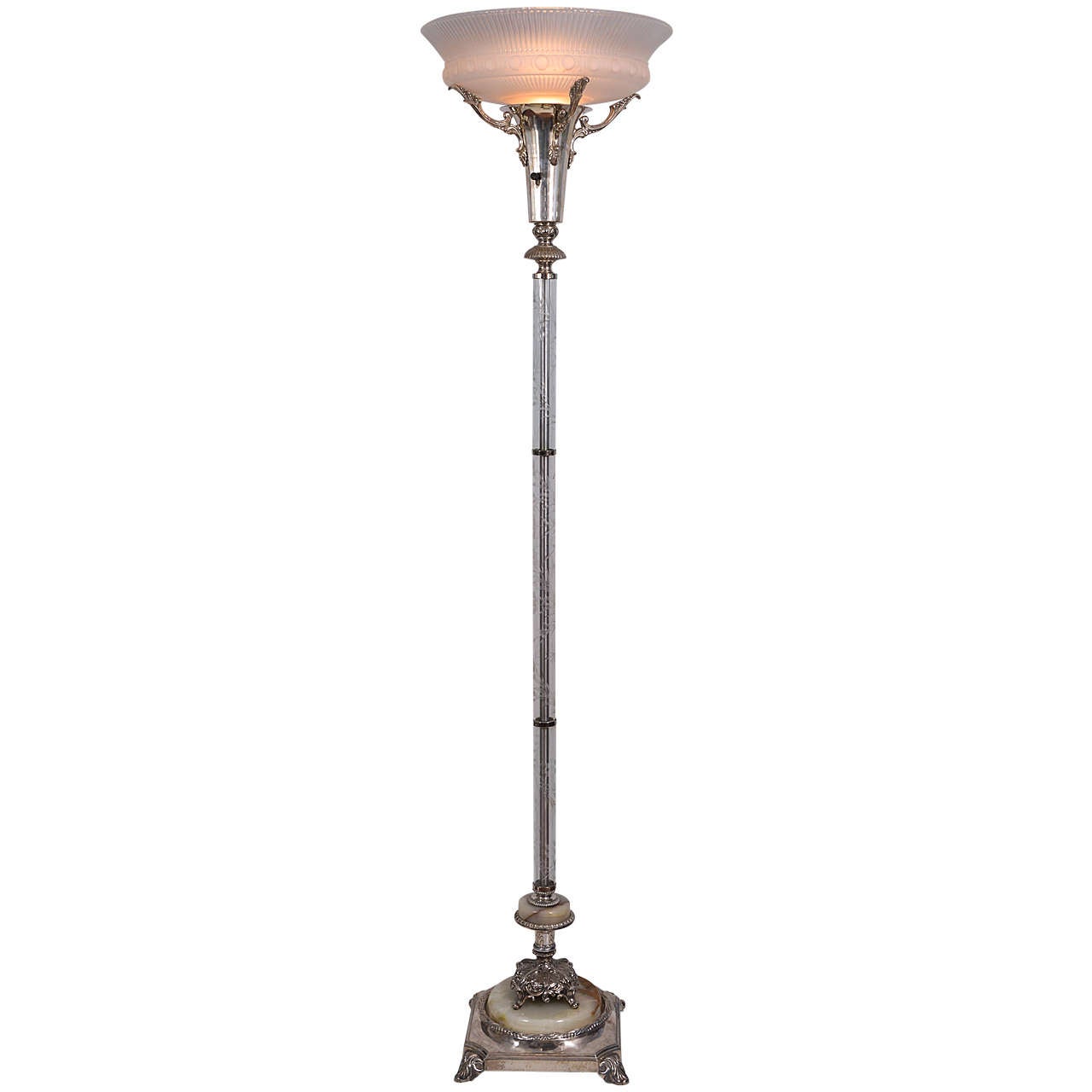 Silver Plated Torchiere Floor Lamp