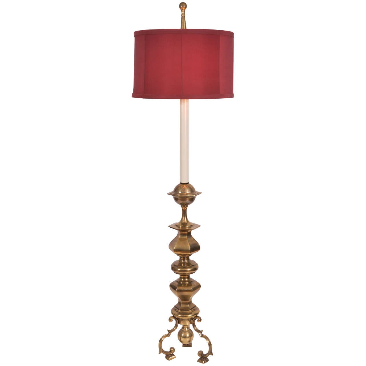 Miniature Asian Floor Lamp, Polished Brass For Sale