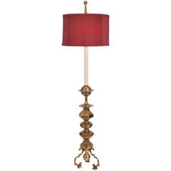 Miniature Asian Floor Lamp, Polished Brass