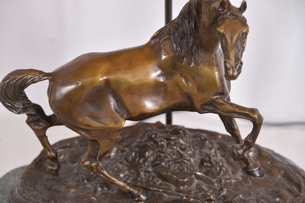 Bronze Stallion by Pierre Jules Mene as a Lamp In Excellent Condition For Sale In Austin, TX
