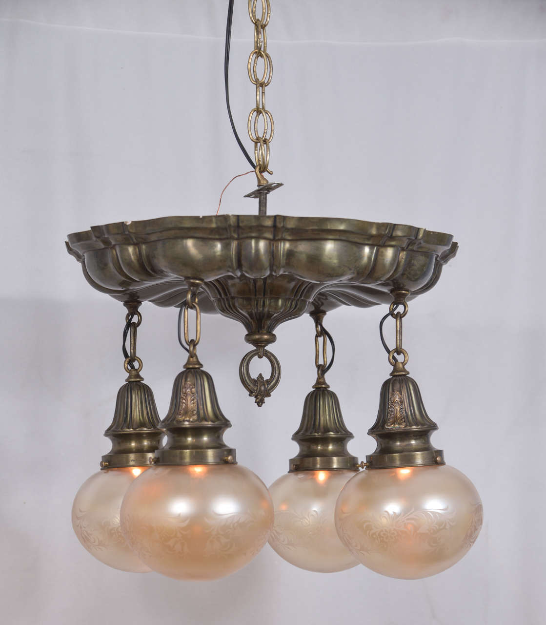 Sheffield Design Victorian Parlor Fixture Flush Mount Early 1900s Red Antique Brass Sheffield Early 1900 S Flush Mount Victorian Parlor Fixture
