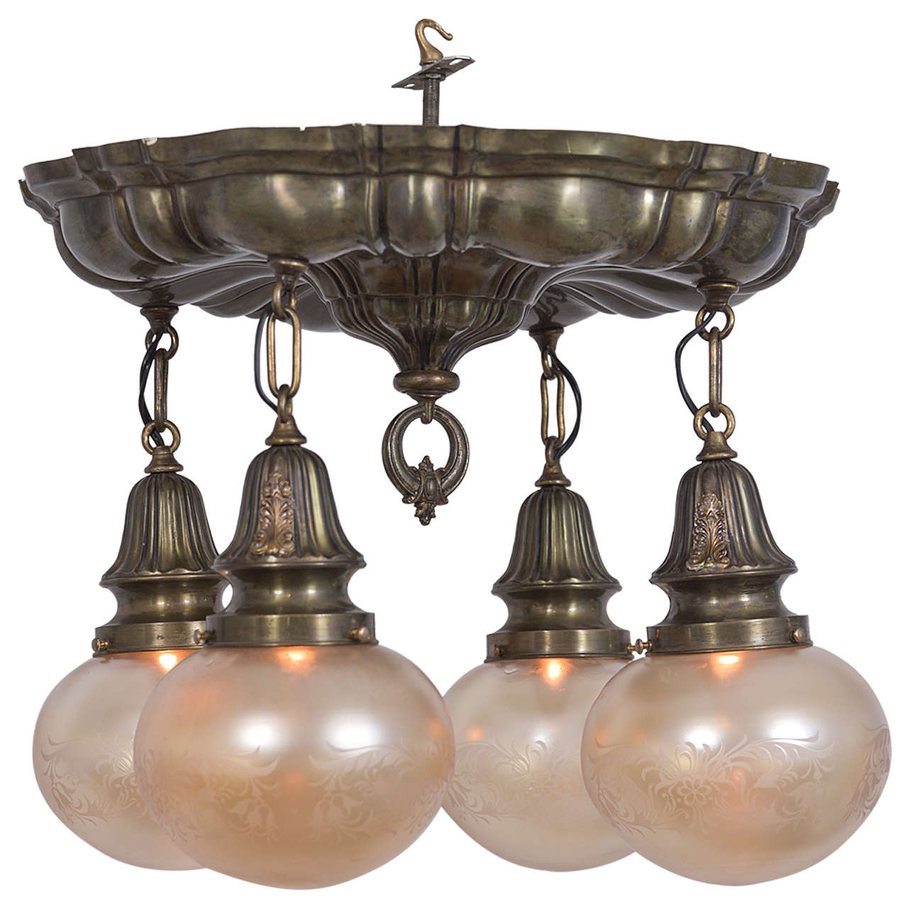 Sheffield Design Victorian Parlor Fixture Flush Mount Early 1900s Sheffield Design Victorian Parlor Fixture Flush Mount Early 1900s For