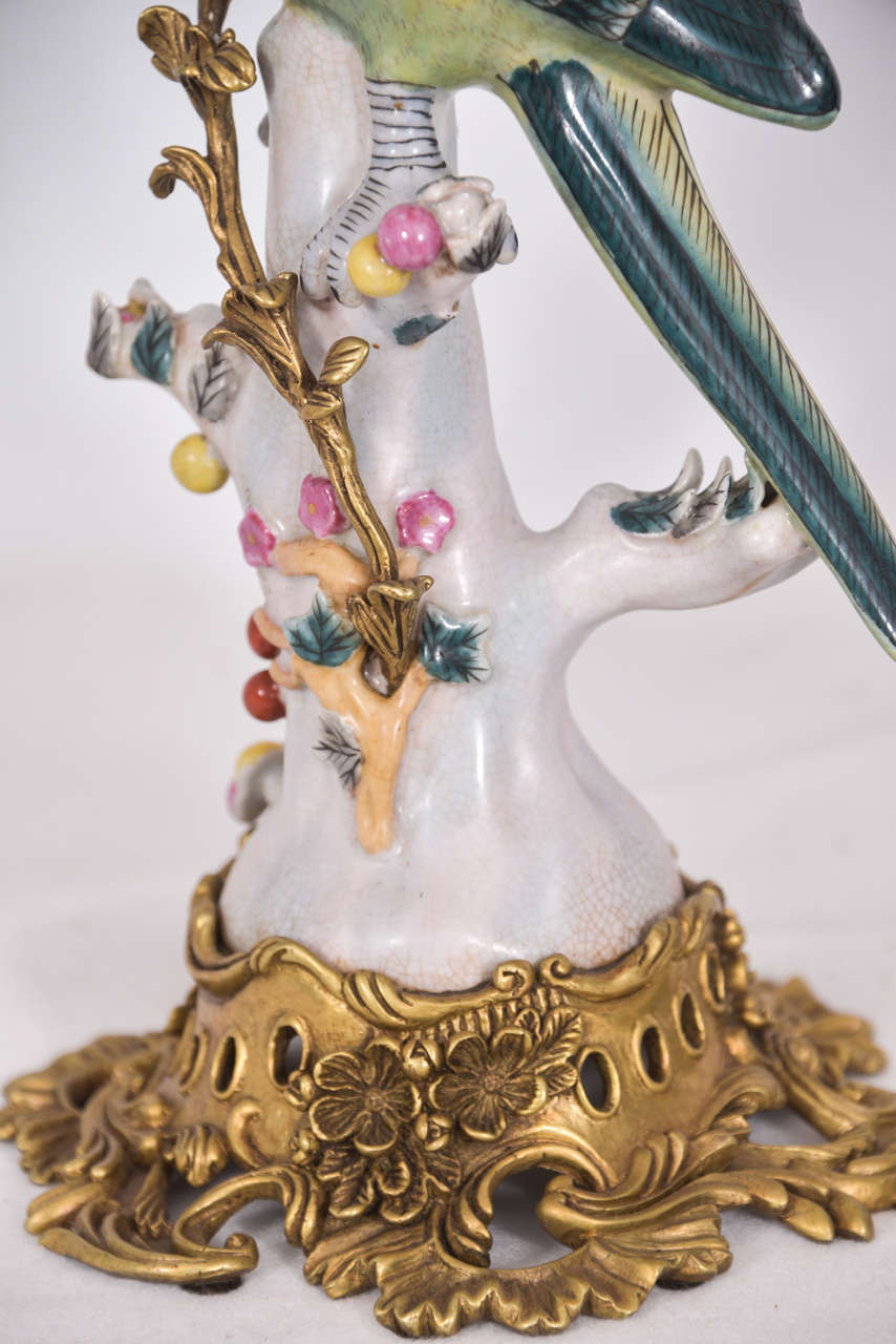 Cast Majolica Style Candelstick Lamps For Sale