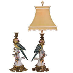 Vintage Majolica Style Candelstick Lamps