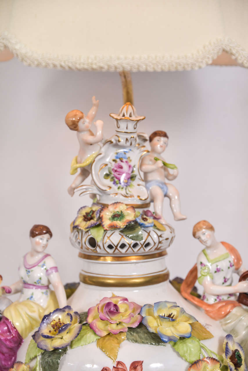 Romantic German Porcelain Urns as Lamps For Sale