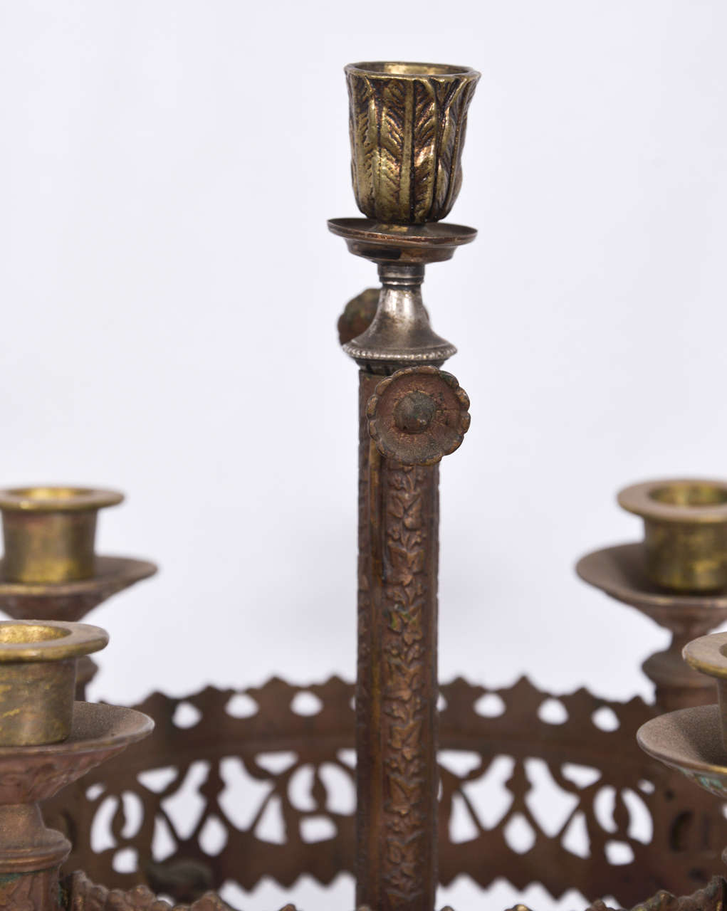 Late 19th Century Pair of Medieval Bronze Candelabrum