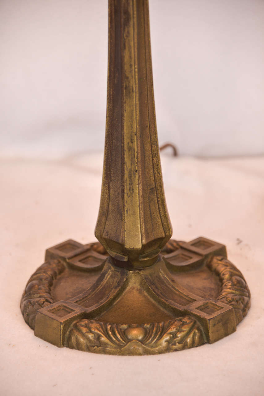 American 1930s Bent Slag Glass Table Lamp