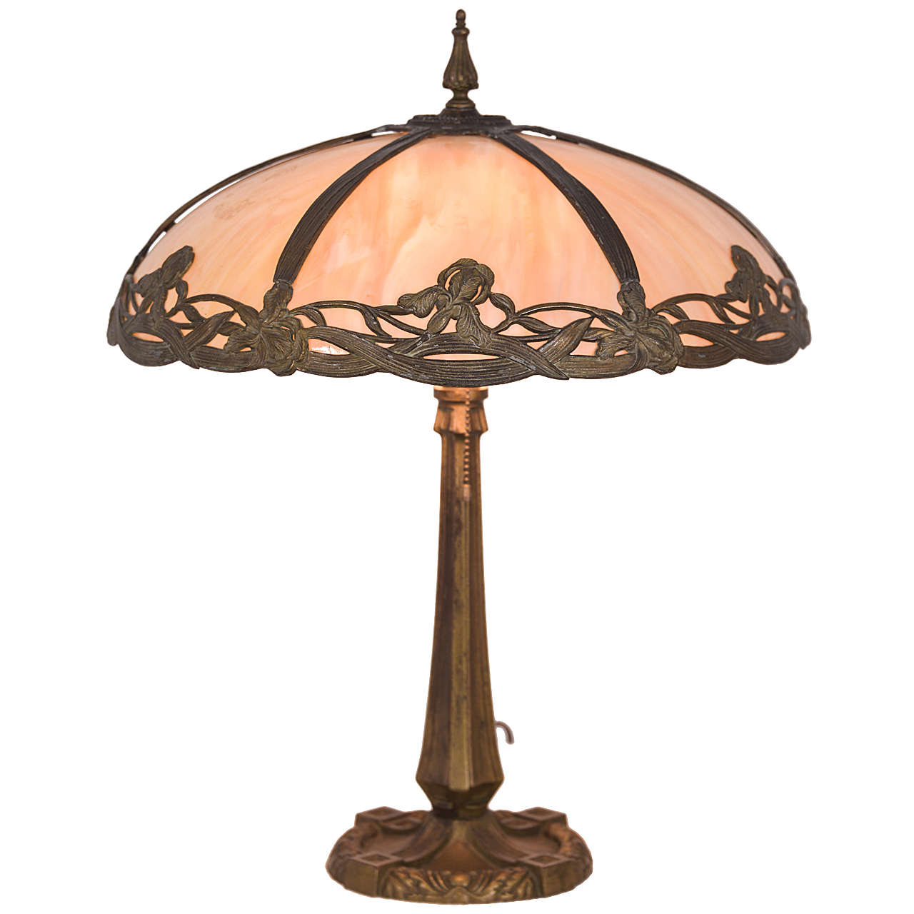 1930s Bent Slag Glass Table Lamp