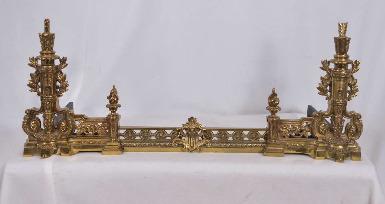 Polished Brass Fireplace Fender Expandable at 1stdibs