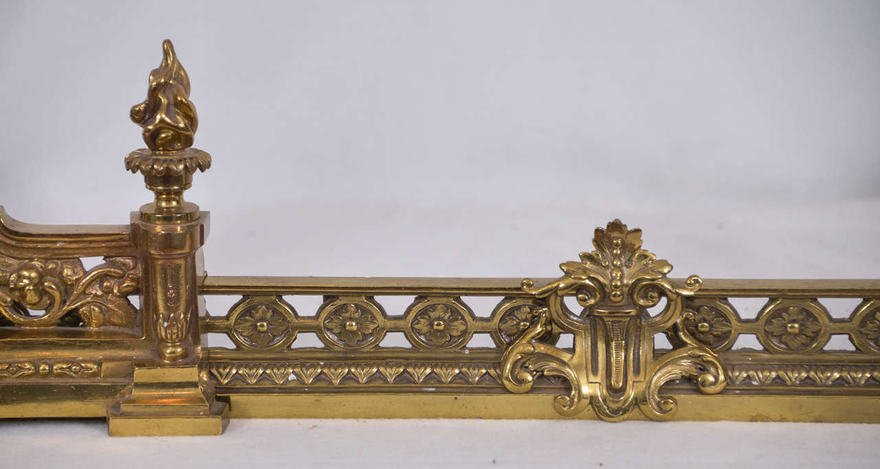Polished Brass Fireplace Fender Expandable at 1stdibs