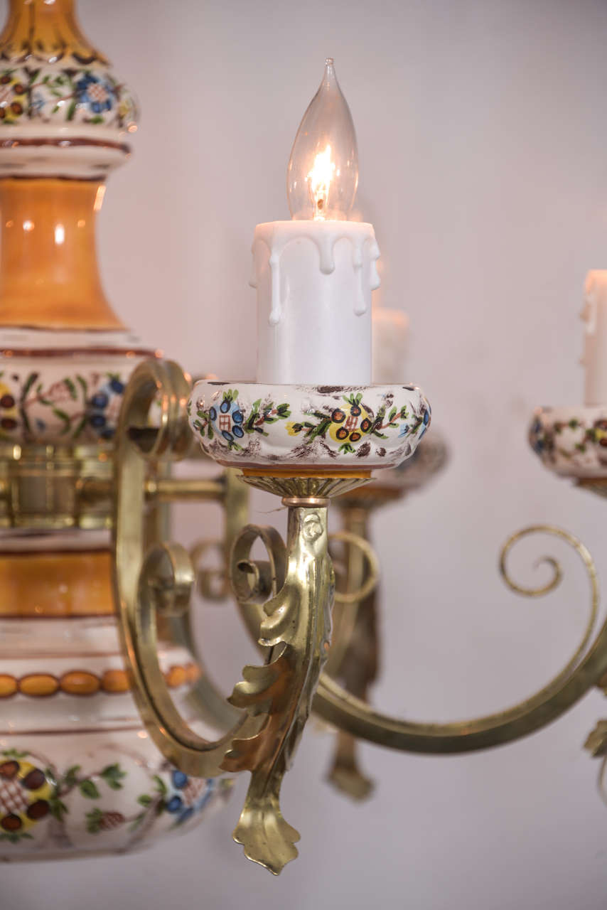 British Country French Chandelier with Five Candles and One Down Light