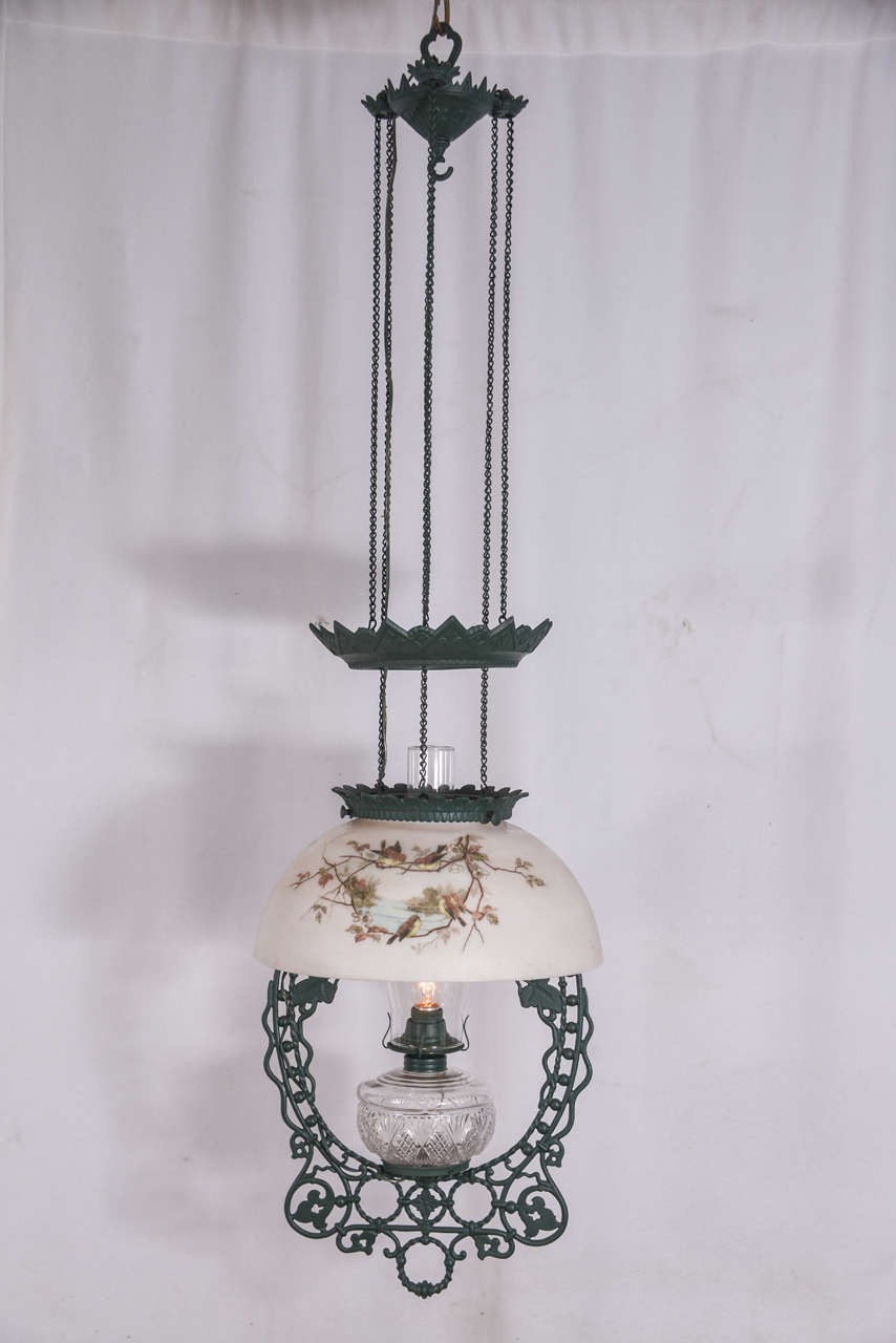 Cast iron electrified oil lamp with 14