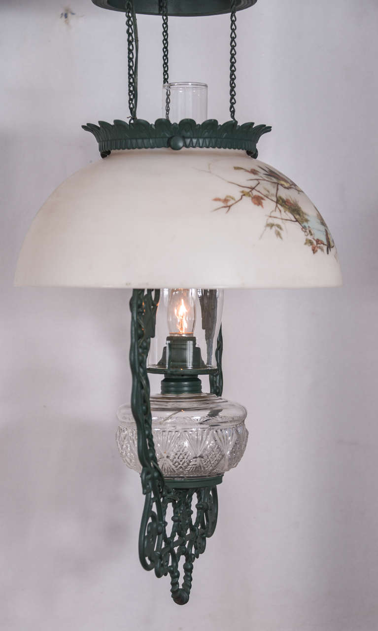 Cast Iron Electrified Oil Lamp For Sale 4