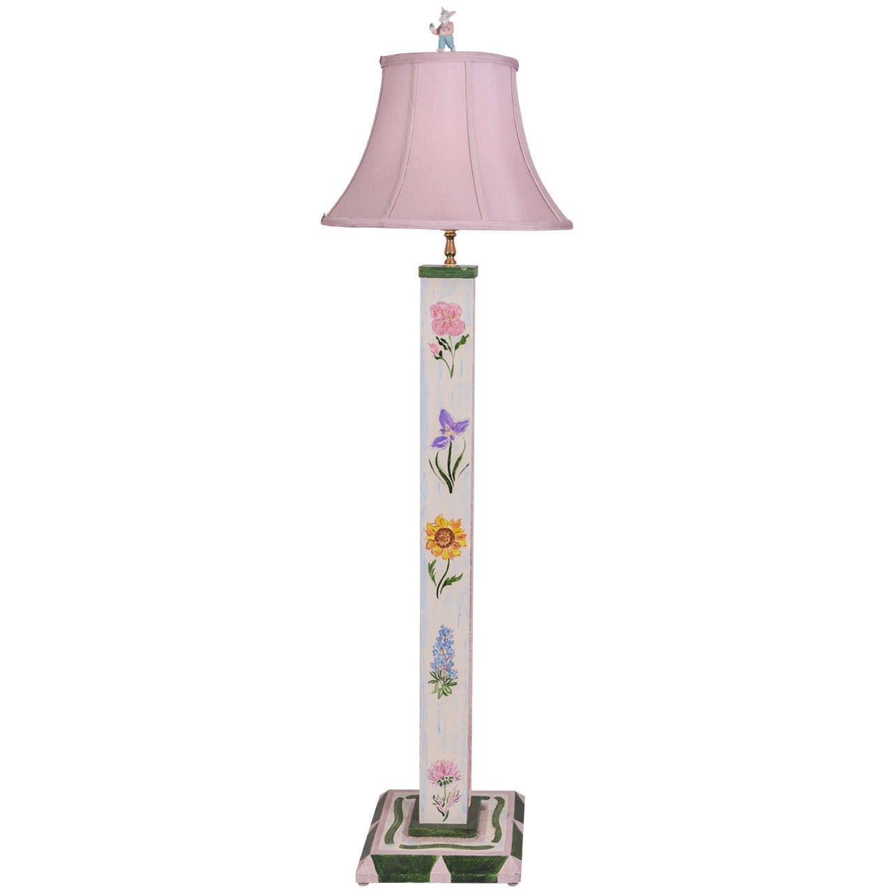 Hand-Painted Wooden Floor Lamp by Artist Anne Vaughn For ...