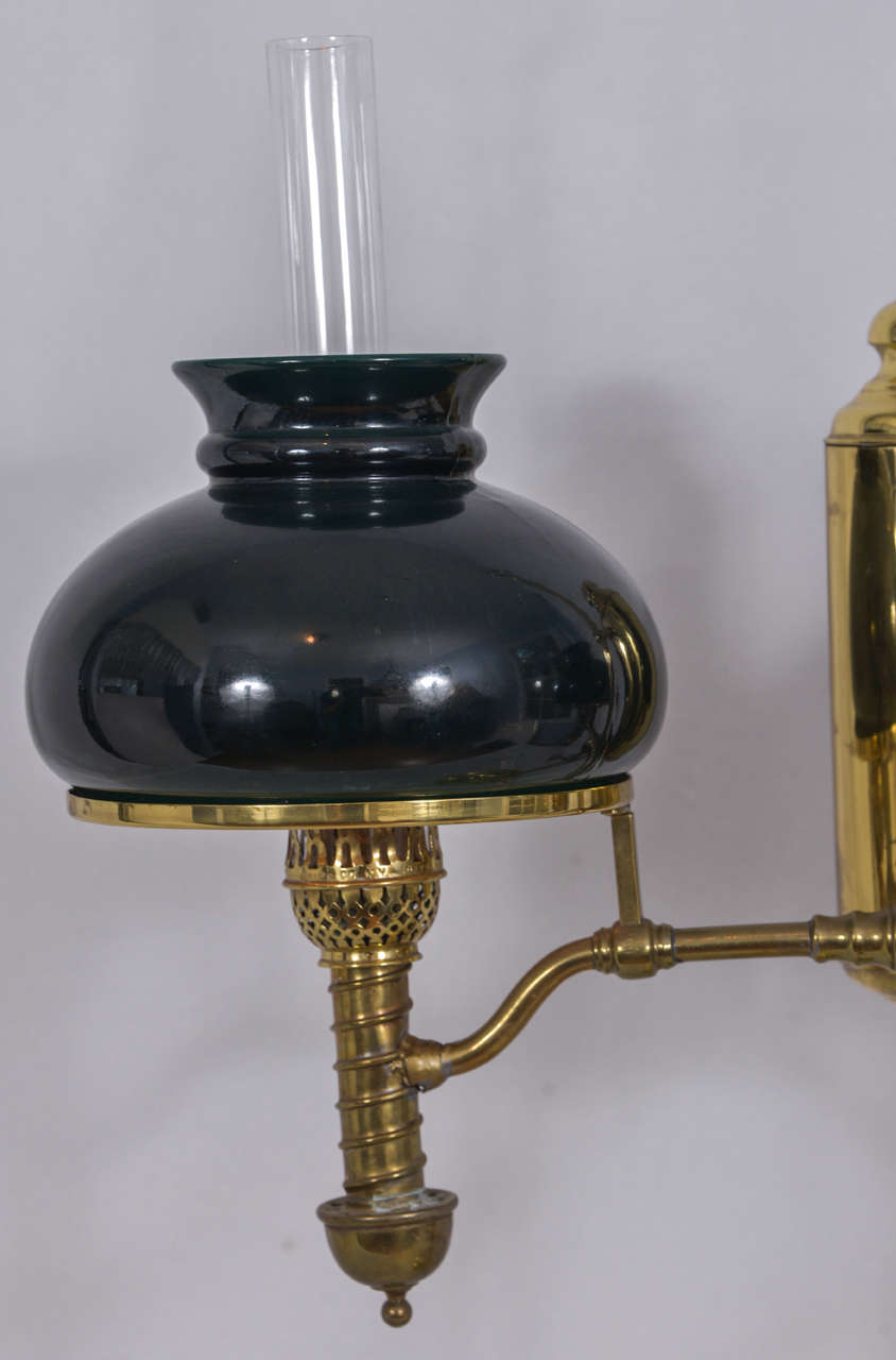 Polished Brass Double Student Oil Lamp Electrified at 1stDibs double