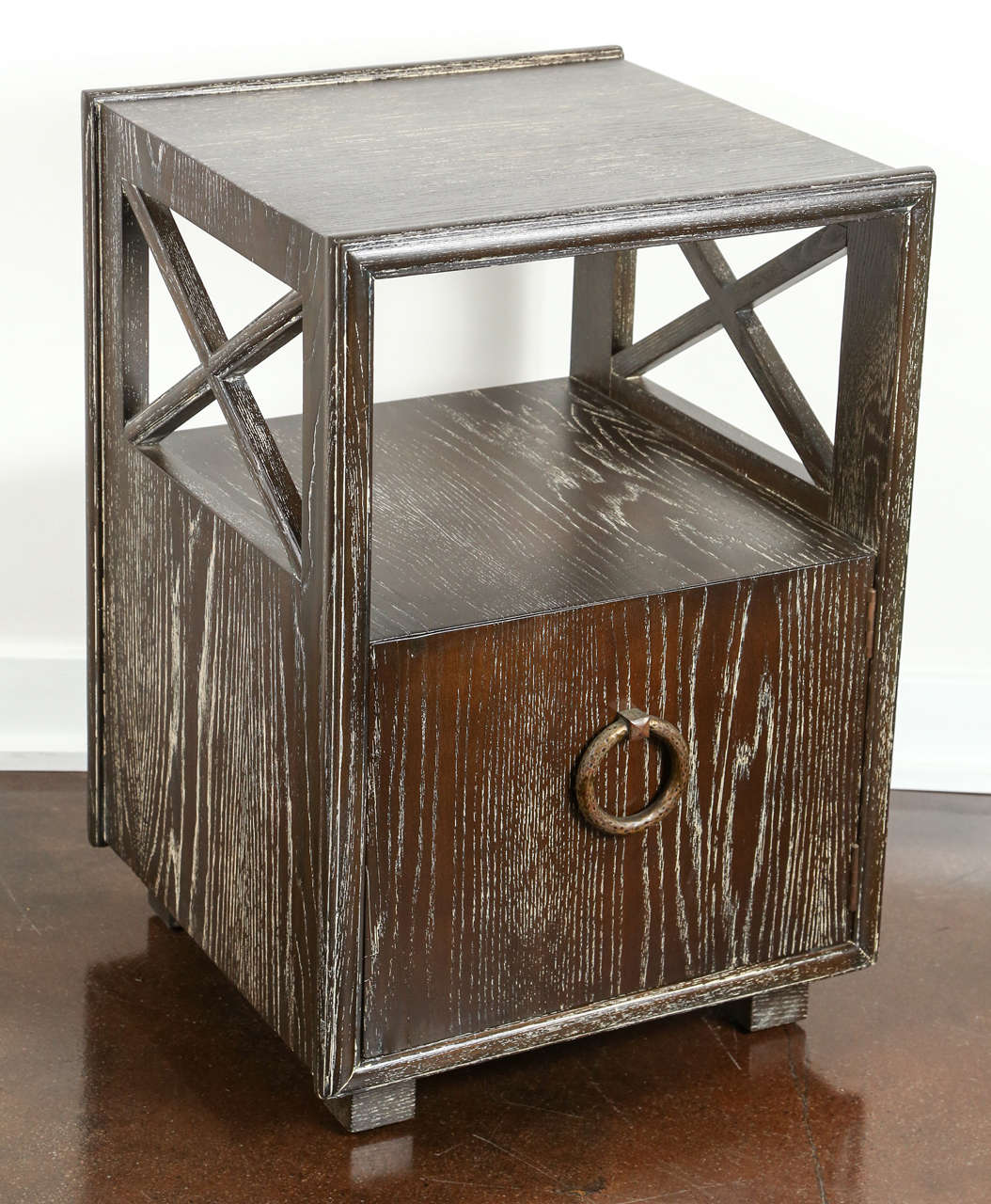 Pair of James Mont Nightstands in Cerused Oak Finish Tables