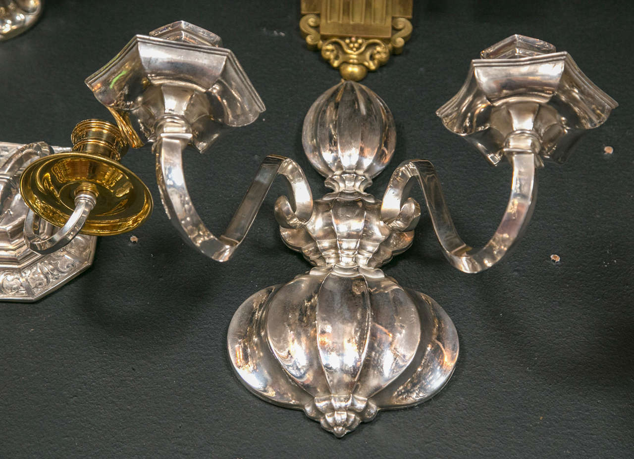 Pair of Caldwell Silverplated Sconces, circa 1920 For Sale 2