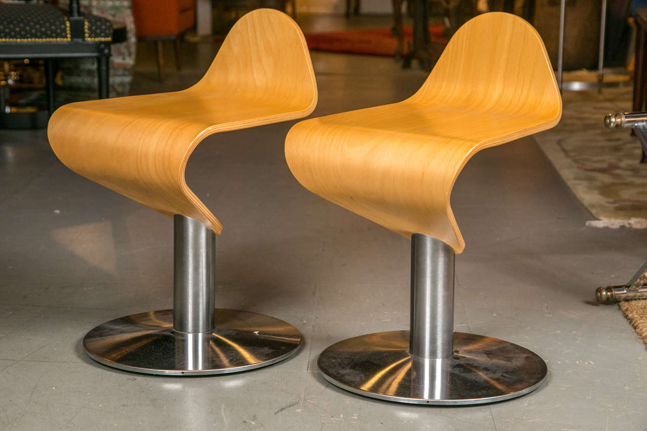 A set of four, Italian mid-century stools.