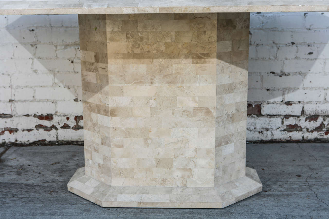 Mid-20th Century Travertine Pedestal Dining Table For Sale