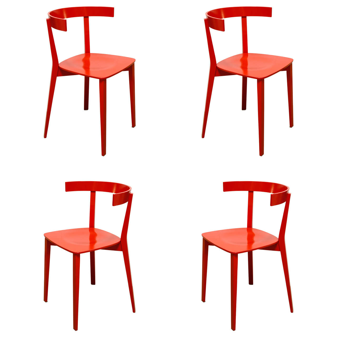 Set of Four Red Dining Chairs