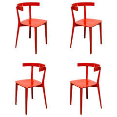 Set of Four Red Dining Chairs