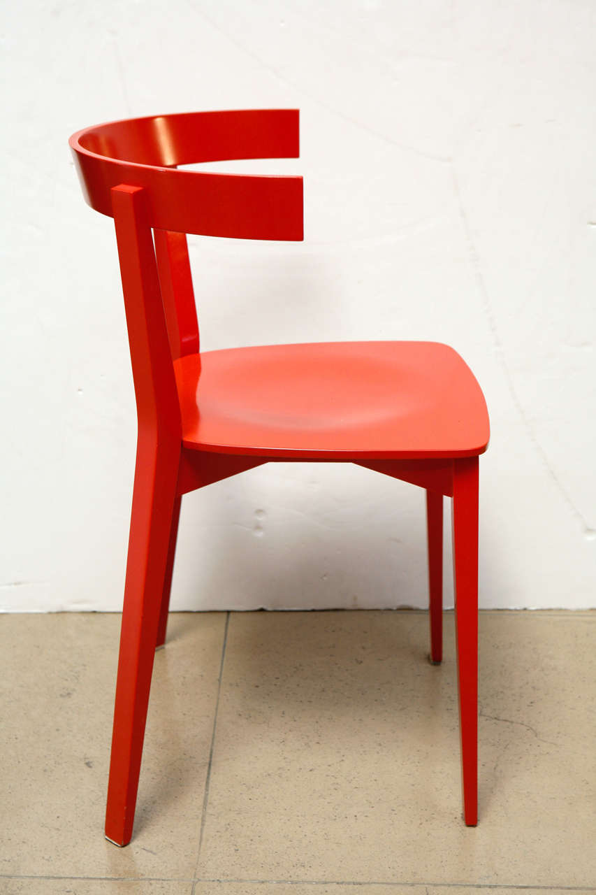 Mid-20th Century Set of Four Red Dining Chairs