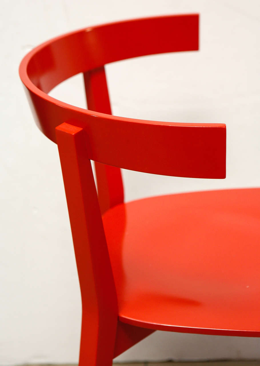 Fiberglass Set of Four Red Dining Chairs
