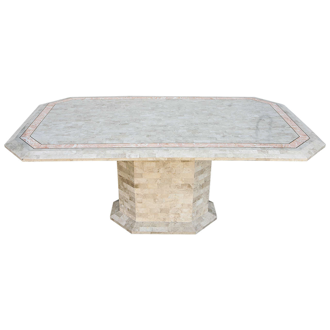 Travertine Pedestal Dining Table For Sale at 1stDibs