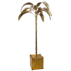 Patinated Brass Palm Tree Floor Lamp