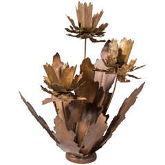 Patinated Brass Flower Bouquet Lamp