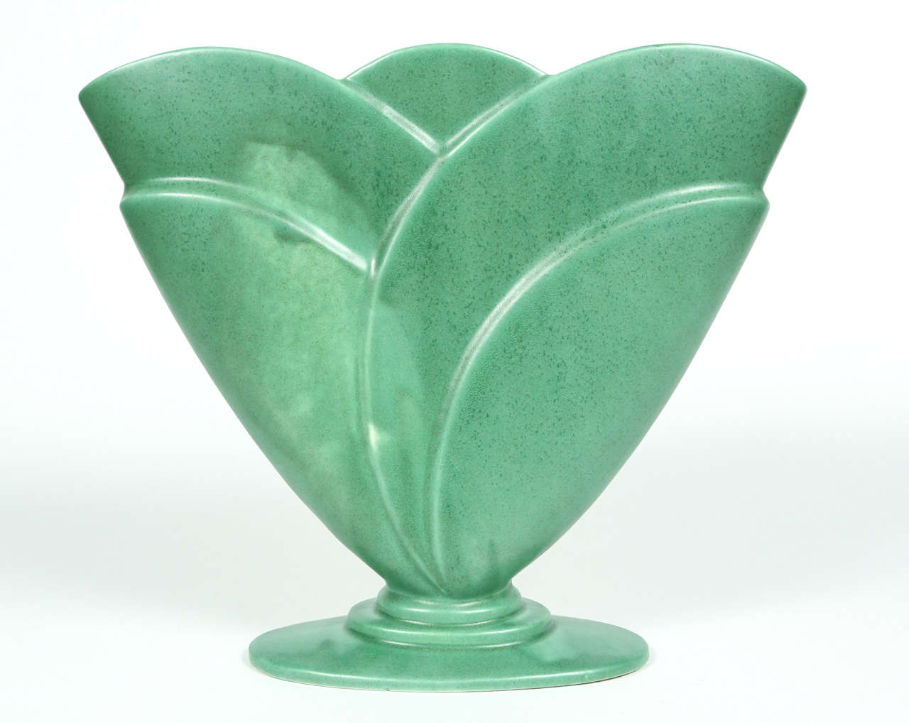 Vintage Royal Haeger green pottery fan vase.