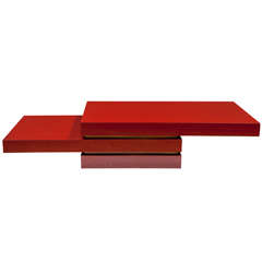 Tri-Level Red Lacquer Cocktail Table