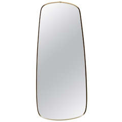 1960s Thin Edge Brass Elongated Oval Mirror