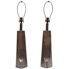 Pair of Bronze Laurel Table Lamps