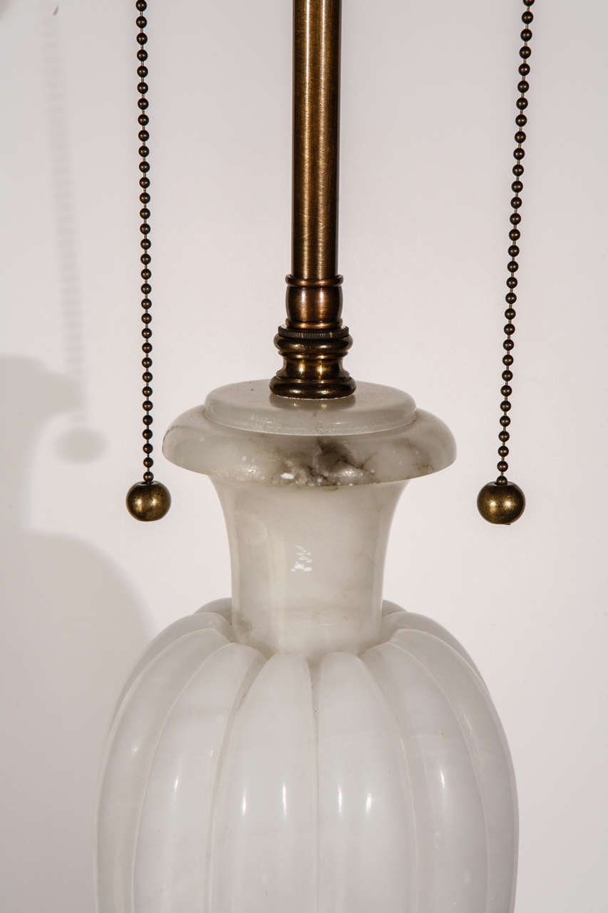 Cord Pair of Italian Neoclassical Marble Table Lamps