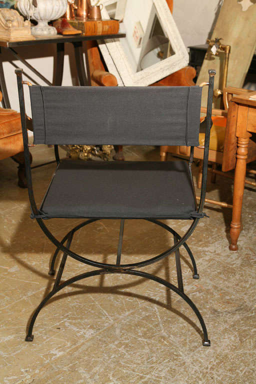 20th Century Set of 8 Curule Iron Indoor/Outdoor Dining Chairs