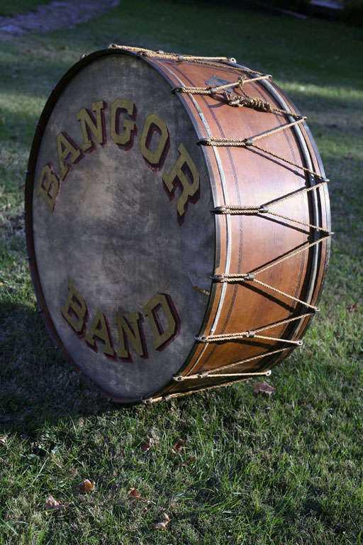 19th C Oliver Ditson HUGE 40" Drum, "Bangor Band"