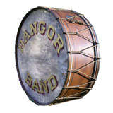 Antique 19th C Oliver Ditson HUGE 40" Drum, "Bangor Band"