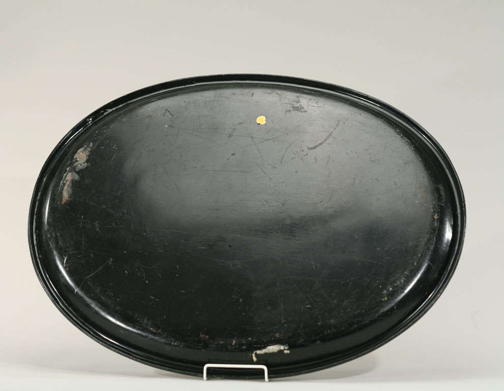 19th C. Hand Painted Victorian Papier-Mache Tray For Sale 7