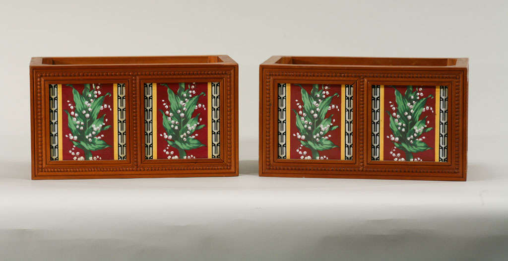Pair of Jardinières with Minton Lily of the Valley Tiles