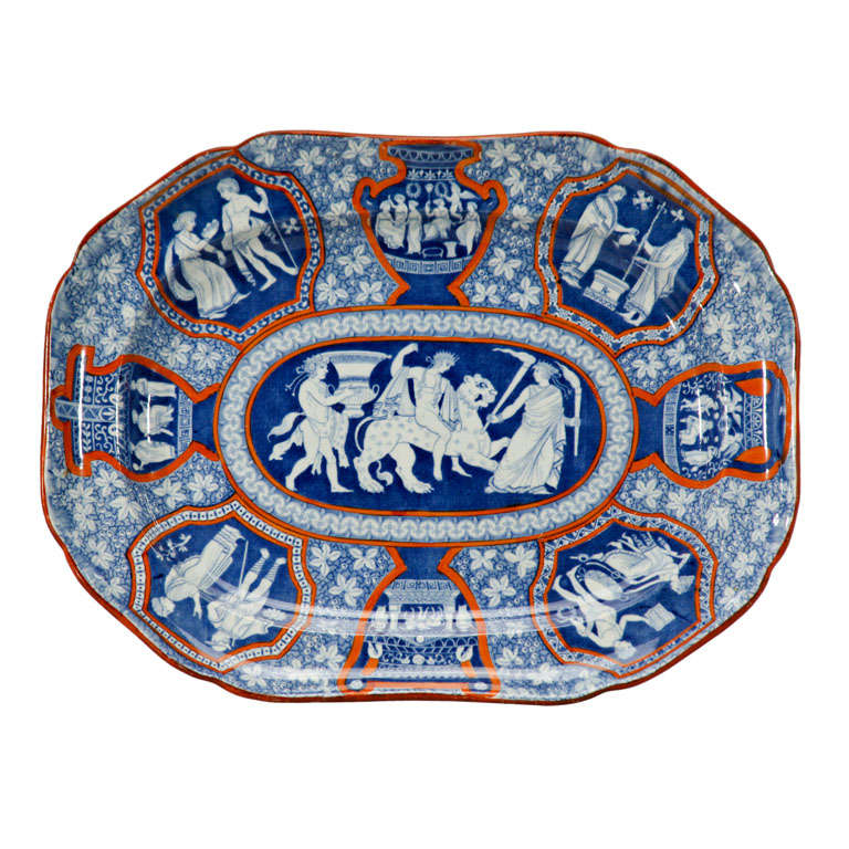 19th C. Spode "Greek" Pattern 2-Color Platter
