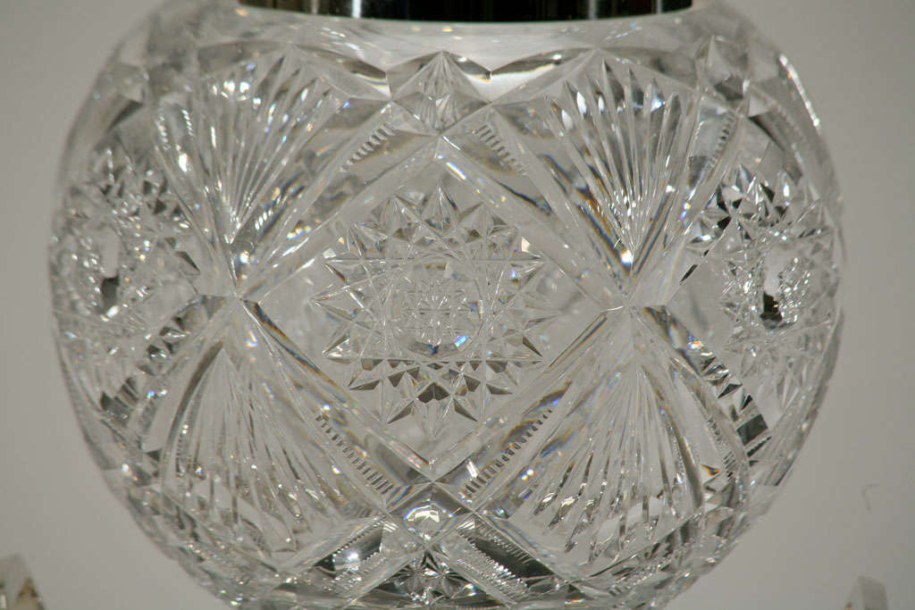 WMF Globe-Shaped Cut Crystal Punchbowl On Stand In Excellent Condition For Sale In Great Barrington, MA
