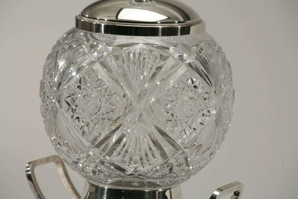 WMF Globe-Shaped Cut Crystal Punchbowl On Stand For Sale 1